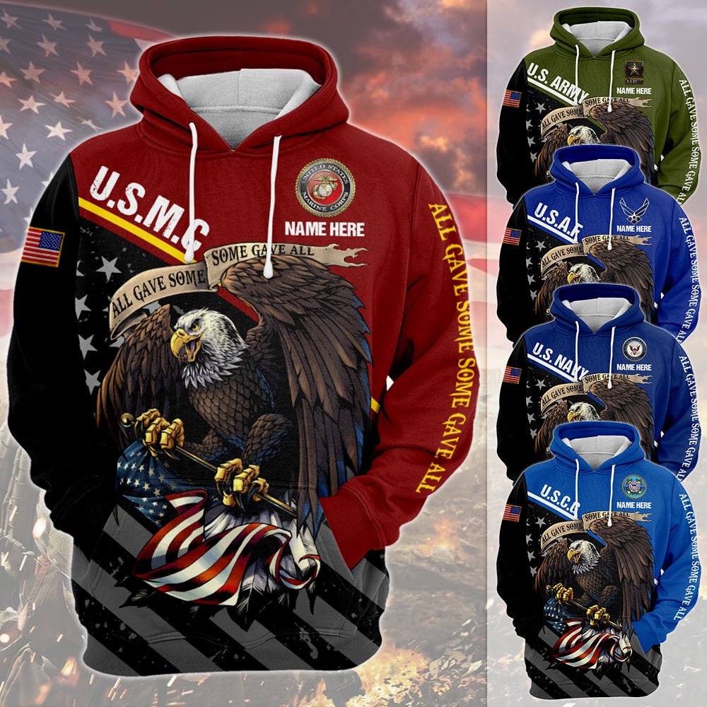 Personalized All Branch All Gave Some Some Gave All Eagle American Flag All Over Print Shirt For Veteran HK10