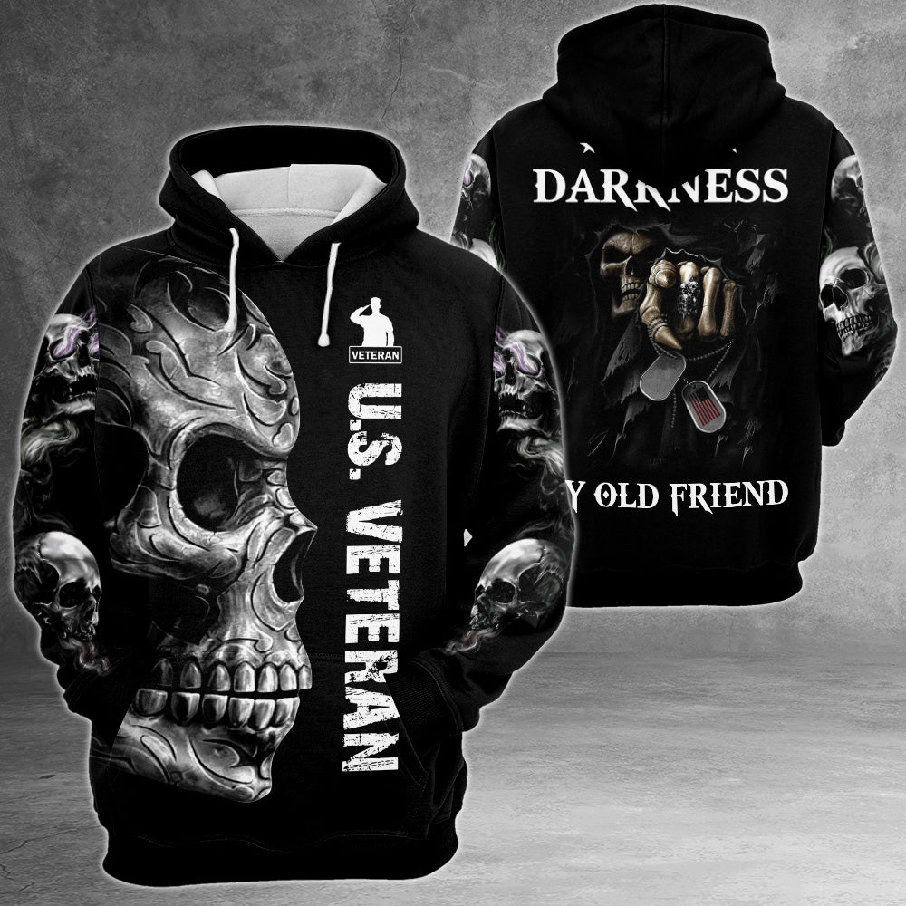 Hello Darkness My Old Friend Skull 3D All Over Print Shirt For Veteran HK10