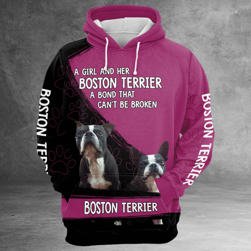 Boston Terrier A Girl And Her Boston Terrier A Bond That Can't Be Broken 3D All Over Print Shirts