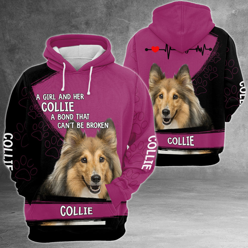 Collie A Girl And Her Collie A Bond That Can't Be Broken 3D All Over Print Shirts